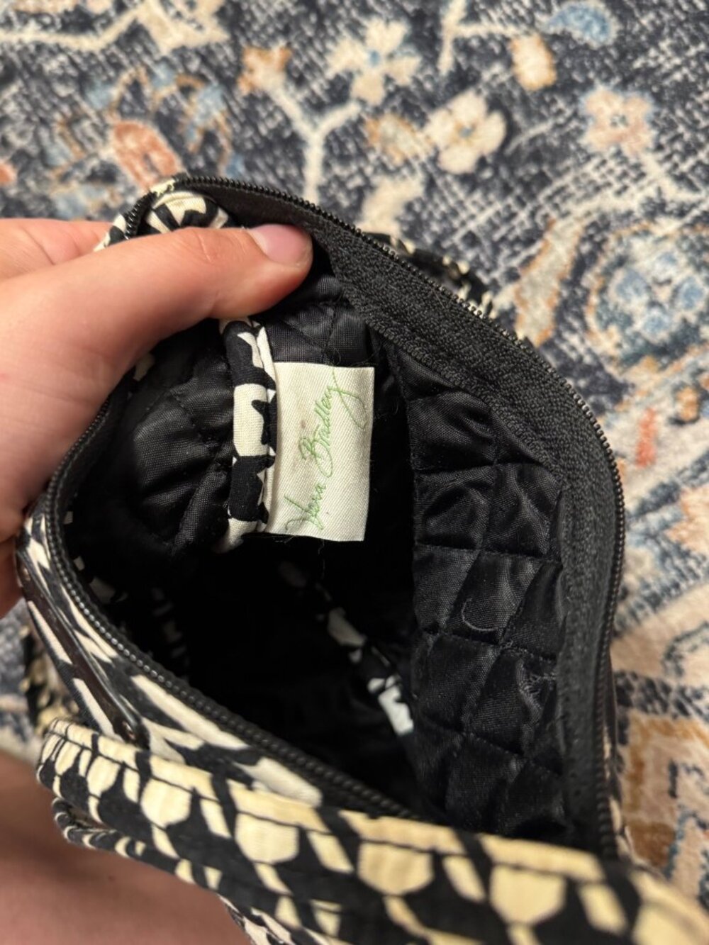 Vera Bradley Black White Houndstooth Quilted Crossbody Bag Purse - Picture 5 of 5